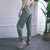 High Waist Drawstring Fitness Pants Loose Casual Sports Yoga Clothes (Color:Water Moss Color Size:XL)