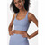 Skin Friendly Nude Sports Bra Cross Back Shockproof Fitness Vest (Color:Gray Blue Size:L)