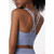 Skin Friendly Nude Sports Bra Cross Back Shockproof Fitness Vest (Color:Gray Blue Size:L)