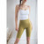 Double Sided Brocade Skin Nude Fitness Pants High Waist Five Point Tight Yoga Pants (Color:Crape Size:M)