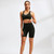 High Waist Yoga Slant Pocket Exercise Quick Dry Tight Elastic Fitness Shorts (Color:Navy Size:M)