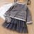 Girls Little Fragrance Princess Dress Three-piece Suit (Color:Black Size:140)