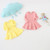 Girls Ruffled Long Sleeve Dress (Color:Bright Yellow Size:92)