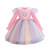 Children Dress With Flying Sleeves Rainbow Sequined Mesh Princess Dress (Color:Pink Size:130) Children Dress With Flying Sleeves Rainbow Sequined Mesh Princess Dress (Color:Pink Size:130)