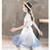 Women Short-sleeved Blouse + Two-piece Dress (Color:Blue Size:140)
