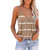V-neck Striped Sleeveless T-Shirt Camisole for Ladies (Color:Khaki Size:M)