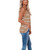 V-neck Striped Sleeveless T-Shirt Camisole for Ladies (Color:Khaki Size:M)