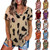 Leopard Texture Print Loose Short Sleeve T-Shirt for Ladies (Color:Black Size:M)