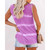 Loose Tie-dye Striped Printed Vest T-shirt for Ladies (Color:Purple Size:XL)