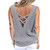 Solid Color Deep V-neck Backless Knitted Vest T-shirt for Ladies (Color:Grey Size:XXL)