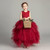 Sleeveless Long Lace Princess Dress Pettiskirt Performance Formal Dress for Girls (Color:Red Size:160cm)