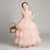 Sleeveless Long Lace Princess Dress Pettiskirt Performance Formal Dress for Girls (Color:Baby Pink Size:130cm)