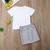 Girls Summer Letter T-shirt Striped Lace Skirt Suit (Color:White Size:130cm) Girls Summer Letter T-shirt Striped Lace Skirt Suit (Color:White Size:130cm)