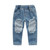 Girls Three-piece Pink Blouse Ripped Jeans Suit (Color:As Show Size:120cm)