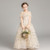 Long Five-pointed Star Pattern Lace Princess Dress Pettiskirt Performance Formal Dress for Girls (Color:Champagne Size:120cm)