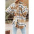 Lapel Long Sleeve Flannel Check Shirt Loose Casual Cardigan Jacket for Ladies (Color:Khaki Size:XXL) Lapel Long Sleeve Flannel Check Shirt Loose Casual Cardigan Jacket for Ladies (Color:Khaki Size:XXL)