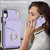 For iPhone XR Rhombic Texture Card Bag Phone Case with Long Lanyard(Light Purple)