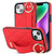 For iPhone 13 mini Non-slip Full Coverage Ring PU Phone Case with Wristband(Red)