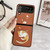 For Samsung Galaxy Z Flip3 5G Braided Texture Colored Drawing Pattern Phone Case(Brown Sleeping Cat)