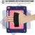 For iPad 10.2 Contrast Color Silicone + PC Combination Case with Holder(Navy Blue + Rose Red)