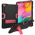 For Galaxy Tab A 10.1 (2019) T510 Contrast Color Silicone + PC Combination Case with Holder(Black + Rose Red)
