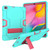 For Galaxy Tab A 10.1 (2019) T510 Contrast Color Silicone + PC Combination Case with Holder(Aqua + Rose Red)