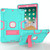 For iPad Air Contrast Color Silicone + PC Combination Case with Holder(Aqua + Rose Red)