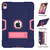 For iPad Pro 11 Contrast Color Silicone + PC Combination Case with Holder(Navy Blue + Rose Red)