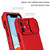 For iPhone 15 Stereoscopic Holder Sliding Camshield Phone Case(Red)