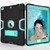 For iPad Air Contrast Color Silicone + PC Combination Case with Holder(Black + Aqua)
