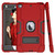 For iPad Mini 5 / 4 Contrast Color Silicone + PC Combination Case with Holder(Red + Black)