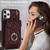 For iPhone 11 Pro Rhombic Texture Card Bag Phone Case with Long Lanyard(Wine Red)