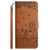 For iPhone 11 Pro Max Cat Embossing Pattern Leather Phone Case with Lanyard(Brown)