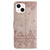 For iPhone 14 Cat Embossing Pattern Leather Phone Case with Lanyard(Grey)