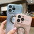 For iPhone 11 Pro Max Large Window Diamond Magnifier Magnetic Phone Case(Purple)