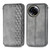 For Realme 11 5G Global Cubic Grid Pressed Magnetic Leather Phone Case(Grey)