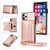 For iPhone 11 Pro Square Zipper Wallet Bag TPU+PU Back Cover Case with Holder & Card Slots & Wallet & Cross-body Strap (Rose Glod)