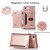 For iPhone SE 2022 / SE 2020 / 8 / 7 Square Zipper Wallet Bag TPU+PU Back Cover Case with Holder & Card Slots & Wallet & Cross-body Strap(Rose Glod)