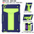 For Lenovo M10 Plus TB-X606F T-shaped Bracket Contrast Color Shockproof PC + Silicone Protective Case(Navy Blue + Yellow Green)
