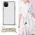 For iPhone 11 Pro Max Elegant Rhombic Pattern Microfiber Leather +TPU Shockproof Case with Crossbody Strap Chain (White)