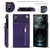 For iPhone X / XS Cross-body Zipper Square TPU+PU Back Cover Case with Holder & Card Slots & Wallet & Strap(Purple)