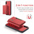 DG.MING M2 Series 3-Fold Multi Card Bag Back Cover Shockproof Case with Wallet & Holder Function For iPhone XS Max(Red)