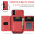 DG.MING M2 Series 3-Fold Multi Card Bag Back Cover Shockproof Case with Wallet & Holder Function For iPhone XS Max(Red)