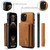 For iPhone 13 DG.MING M1 Series 3-Fold Multi Card Wallet Shockproof Case with Holder Function (Brown)