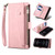 For iPhone XR Retro Frosted Horizontal Flip Leather Case with Holder & Card Slot & Wallet & Zipper Pocket & Lanyard(Rose Gold)