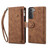 For Samsung Galaxy S22+ 5G Retro Frosted Horizontal Flip Leather Phone Case with Holder & Card Slot & Wallet & Zipper Pocket & Lanyard(Brown)