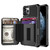 For iPhone 11 Pro Zipper Wallet Card Bag PU Back Case (Black)