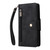 For iPhone X / XS Rivet Buckle 9 Cards Three Fold Leather Phone Case(Black)