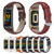 For Fitbit Charge5 Mijobs Genuine Leather Slim Watch Band(Wine Red+Gold)