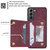 For Samsung Galaxy S21 FE 5G Zipper Card Holder Phone Case(Wine Red)
